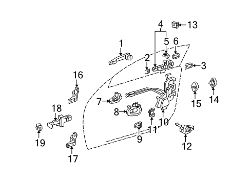 2005 Lexus SC430 Front Door Front Door Inside Handle Sub-Assembly, Left Diagram for 69206-30140-A0