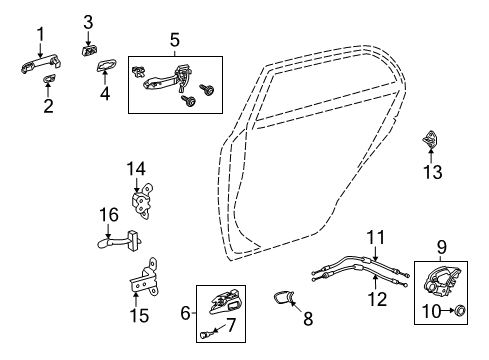 2010 Toyota Corolla Rear Door Lock Assembly Diagram for 69050-02210