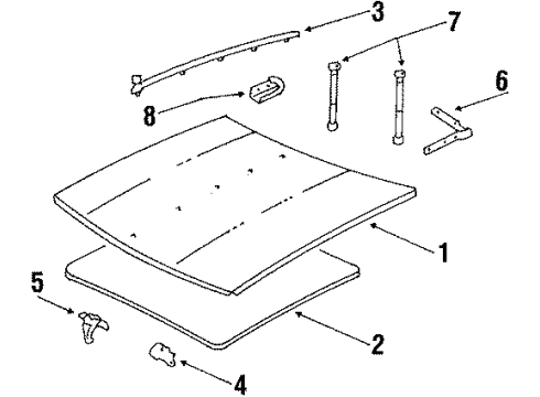 1985 Oldsmobile 98 Hood & Components Rod Asm-Hood Open Asst Diagram for 22522923