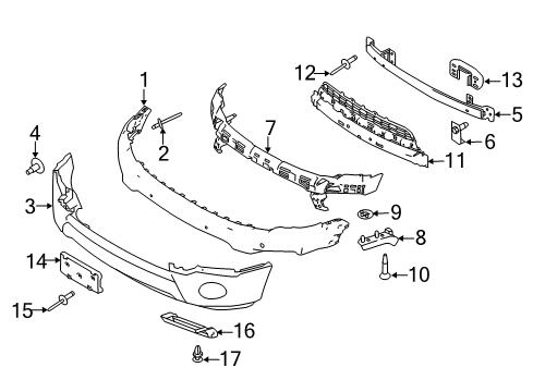 2016 Ford Expedition Front Bumper Lower Cover Diagram for FL1Z-17D957-AA