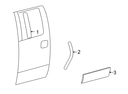 2006 Lincoln Mark LT Exterior Trim - Rear Door Side Molding Diagram for 5L3Z-1625556-AA