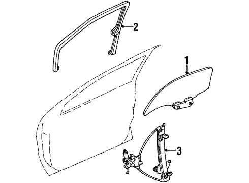 1999 Mercury Villager Door - Glass & Hardware Glass Run Diagram for XF5Z-1221546-AA