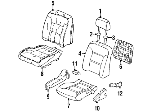 1997 Honda Accord Front Seat Components Pad, R. FR. Seat-Back Molding Diagram for 81232-SV1-L12