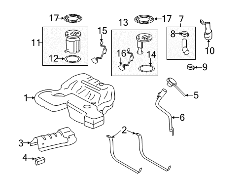 2010 Cadillac CTS Fuel Supply Pedal Travel Sensor Diagram for 25858066