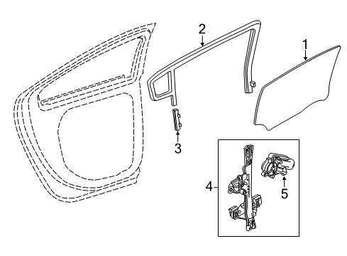 2014 Chevrolet Volt Rear Door - Glass & Hardware Guide Channel Diagram for 22785498