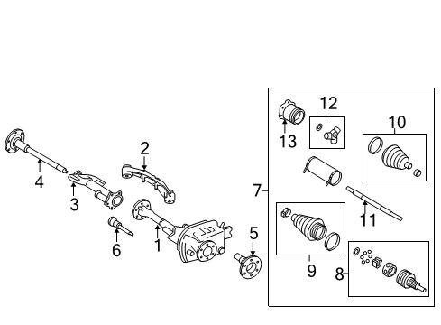 2007 Chevrolet Silverado 1500 Carrier & Front Axles Axle Asm-Front (4.10 Ratio) Diagram for 15095781