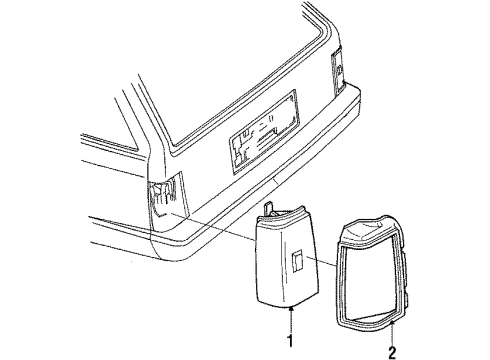 1989 Oldsmobile Cutlass Cruiser Tail Lamps Housing & Lens-Rear Combination Lamp Diagram for 16504802