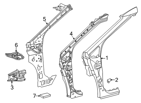2016 Toyota Mirai Hinge Pillar Inner Hinge Pillar Diagram for 61023-62010