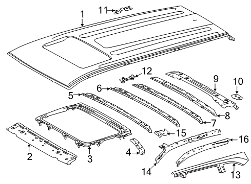 2016 Toyota Highlander Roof & Components Panel Support Diagram for 63119-0E020