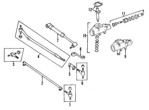 1993 Jeep Cherokee P/S Pump & Hoses, Steering Gear & Linkage Line Diagram for 52003135