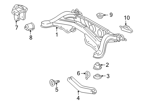 1999 Lexus RX300 Suspension Mounting - Rear Mount Bracket Bushing Diagram for 52275-0E010