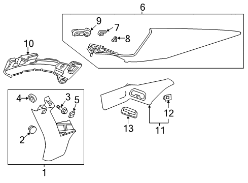 2013 Cadillac XTS Interior Trim - Quarter Panels Seat Belt Guide Diagram for 22793407