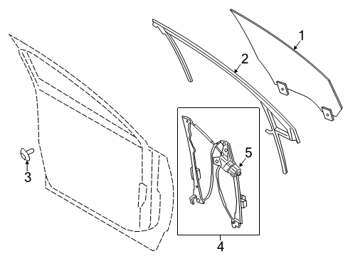 2018 Lincoln MKC Front Door Door Glass Diagram for EJ7Z-7821410-B