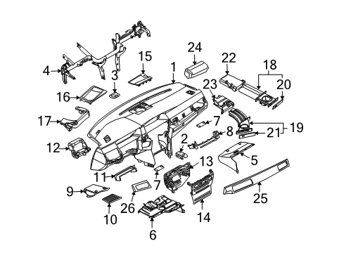 2004 BMW 525i Instrument Panel Storing Partition, Driver Diagram for 51457063903