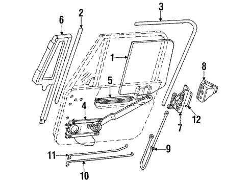 1995 Jeep Wrangler Door Glass & Hardware Part Diagram for 55074990