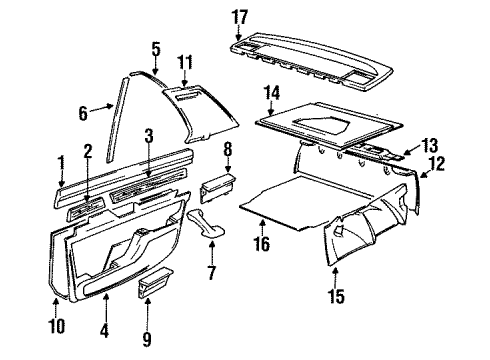 1989 BMW 750iL Interior Trim Covering Inner Right Diagram for 51341957168