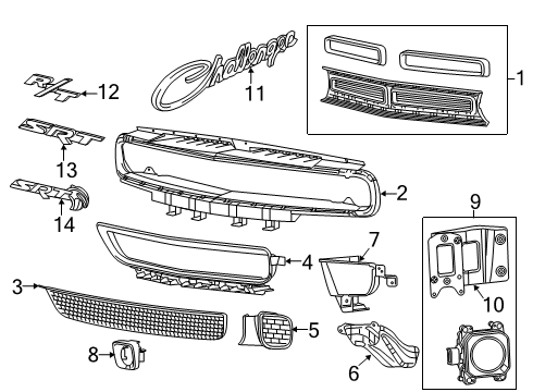 2018 Dodge Challenger Grille & Components Grille-Radiator Diagram for 68259754AD