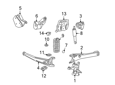 2000 Ford Excursion Front Suspension Components, Stabilizer Bar, Wheel Bearings Spring Seat Diagram for F81Z-5A307-AB