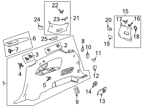 2011 Chevrolet Traverse Interior Trim - Quarter Panels Quarter Trim Panel Diagram for 23483032