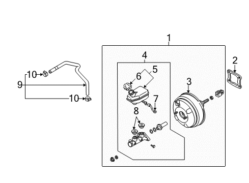 2004 Kia Sedona Hydraulic System Master Vacuum Assembly Diagram for 0K52Y43800A