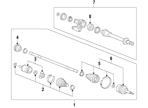 2007 Honda Fit Front Axle Shafts & Joints, Drive Axles Damper, Dynamic Diagram for 44351-SLN-A01