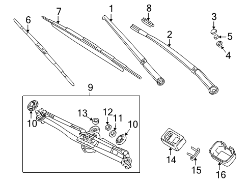 2001 BMW 330Ci Wiper & Washer Components Left Front Windshield Wiper Arm Driver Diagram for 61617003931