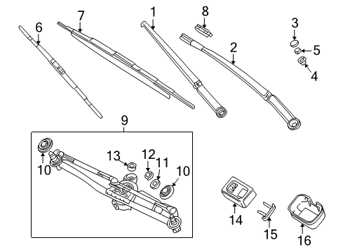 2001 BMW 330Ci Wiper & Washer Components Right Wiper Arm Diagram for 61617007128