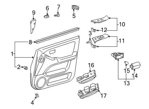 2001 Lexus RX300 Front Door RETAINER, Door Trim Diagram for 67771-33020