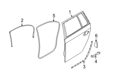 2007 BMW 530xi Rear Door Gasket, Door Joint, Roof, Door Rear Left Diagram for 51227057447