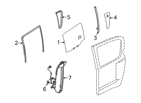 2005 Nissan Armada Rear Door Sash Assy-Rear Door Partition, LH Diagram for 82223-7S000