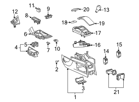 2010 Lexus RX350 Center Console Box, Console Diagram for 58810-0E050-A0