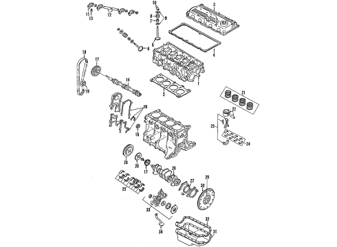 1992 Ford Festiva Automatic Transmission Upper Timing Cover Gasket Diagram for E7GZ6020B