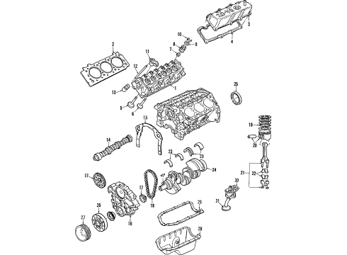 1999 Ford Windstar Engine Parts, Mounts, Cylinder Head & Valves, Camshaft & Timing, Oil Pan, Oil Pump, Balance Shafts, Crankshaft & Bearings, Pistons, Rings & Bearings Bearings Diagram for F8DZ-6337-BA