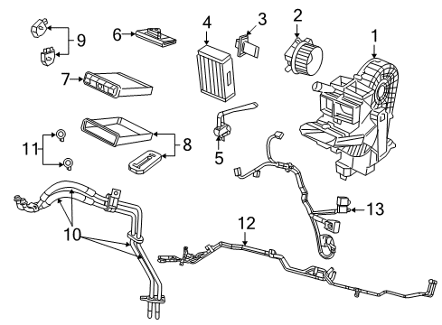 2018 Dodge Grand Caravan Auxiliary A/C & Heater Unit Housing-A/C And Heater Lower Diagram for 68261531AA