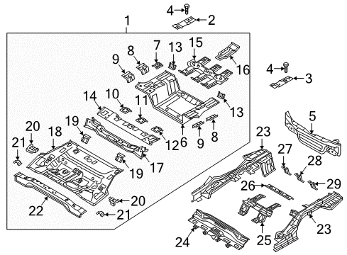 2017 Kia Optima Rear Body - Floor & Rails Bracket Assembly-Battery Mounting Lower NO.6 Diagram for 65635-E6000