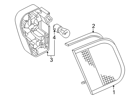 2001 BMW 330Ci Tail Lamps Seal, Rear Light, Luggage-Compartment Lid Diagram for 63218383899