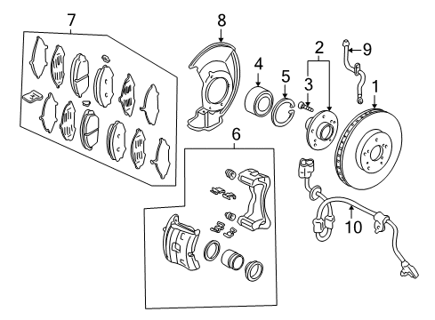 2003 Honda Odyssey Front Brakes Caliper Sub-Assembly, Right Front (Reman) Diagram for 06452-S0X-505RM