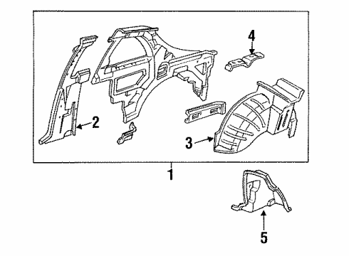 1993 Acura Legend Inner Components - Quarter Panel Wheel House Complete Diagram for 64730-SP1-305ZZ