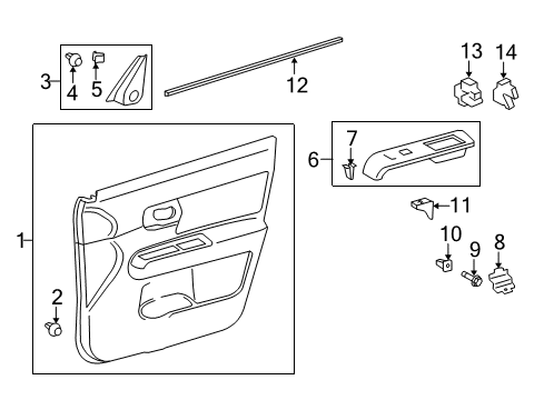 2011 Scion xB Front Door Switch Panel Bracket Diagram for 67625-12200