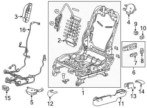 2019 Acura MDX Tracks & Components Switch Assembly, Driver Side Lumbar Support (Premium Black) Diagram for 81652-TYR-A01ZA