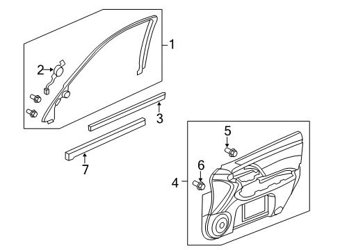2011 Acura RL Interior Trim - Front Door Garnish, Passenger Side (Medium Bn Beige) Diagram for 72442-SJA-A03ZE