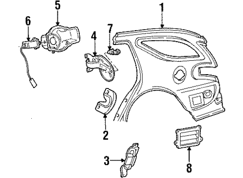 1996 Mercury Sable Fuel Door Fuel Pocket Diagram for YF1Z7427936AA