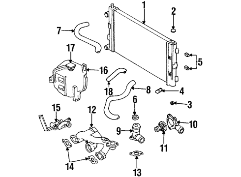 1997 Chrysler Sebring Radiator & Components Engine Cooling Radiator Diagram for 4596401AA