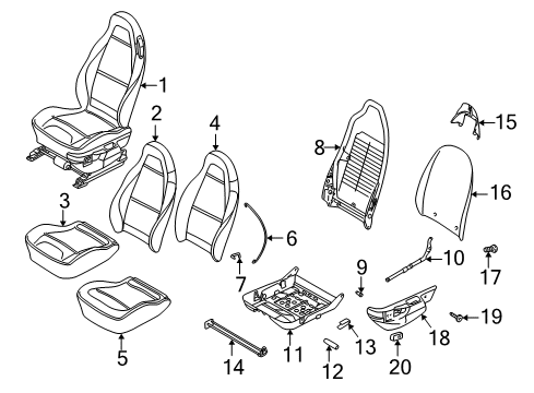 1999 BMW Z3 Power Seats Foam Plastic Backrest Diagram for 52102693085