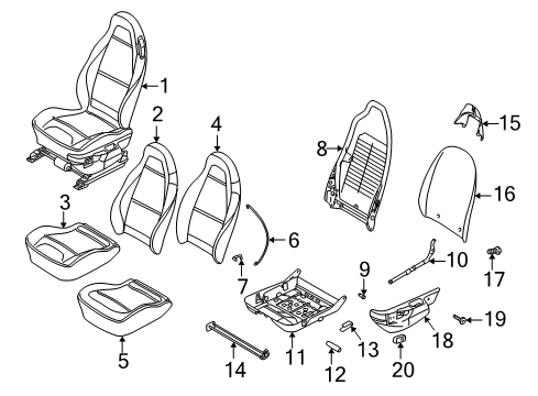 1999 BMW Z3 Power Seats Switch For Longit./Vertical Adjustm., Left Diagram for 61318413893