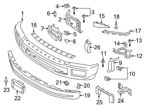 2017 Ford F-350 Super Duty Front Bumper Mount Plate Diagram for HC3Z-17B984-A