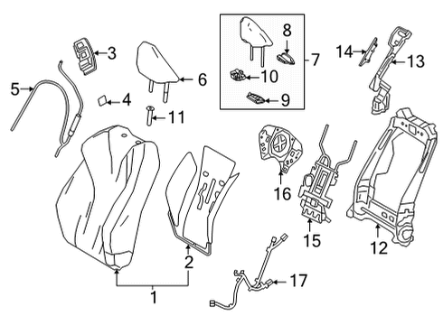 2022 Lexus LC500 Passenger Seat Components Support Sub-Assy, Front Diagram for 71025-11020