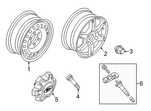 2022 Ford Bronco Wheels Spare Wheel Diagram for KB3Z-1015-C