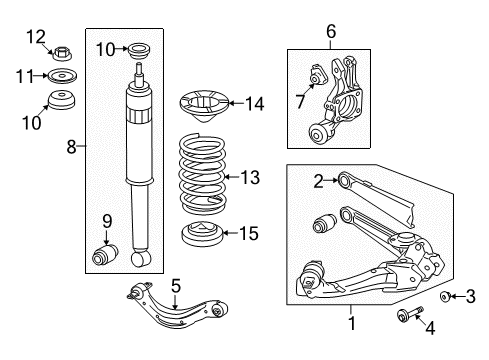 2011 Honda Civic Rear Suspension Components, Upper Control Arm, Stabilizer Bar Shock Absorber Assembly, Rear Diagram for 52610-SNC-A02