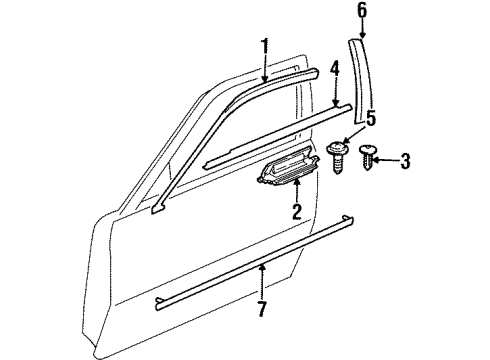 2002 Oldsmobile Intrigue Exterior Trim - Front Door Molding Asm-Front Side Door Center (RH Proc) *White Diagram for 10430231